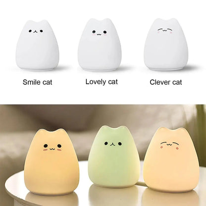 Renk Değiştiren Silikon Kedi Gece Lambası