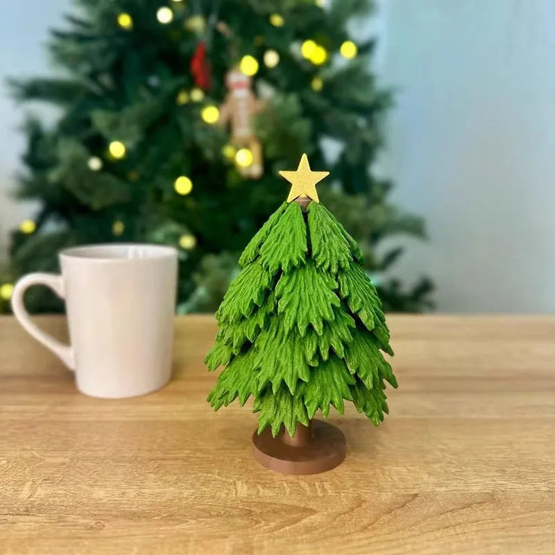 Baskılı Noel Ağacı Bardak Altlığı Seti